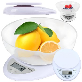 Digital Kitchen Scale with Bowl, 5kg Electronic Food Scale, LCD Display