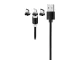 Магнитный кабель для зарядки 3-в-1 Micro USB / Type-C / Lightning, 1м, черный