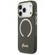 Guess IML Script Metal MagSafe magnētiskais maciņš iPhone 17 Pro Max telefonam – melns | Phone Case Cover