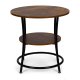 ModernHome Industrial Round Coffee Table with Storage Shelf for Living Room
