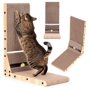 Corner cardboard cat scratcher with toy bed Petsi