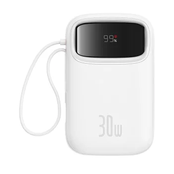 Внешний аккумулятор Baseus QPow 2 30W 10000mAh с встроенными кабелями USB-C -...