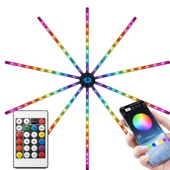 Smart RGB LED Fireworks Light with App and Remote Control, Multicolor