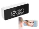 Daudzfunkcionāls LED pulkstenis-modinātājs ar spoguli un termometru, balts
