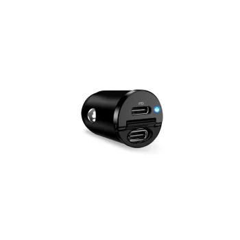 Puro Mini 30W Power Delivery automašīnas lādētājs, 2 x USB-C, melns