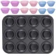 Teflona Mafinu Kēksu Cepšanas Trauks + 12 Silikona Veidnes | Teflon Mold Muffin Cupcake Baking Dish + Silicone Molds