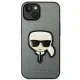 Karl Lagerfeld Saffiano Karl\'s Head Patch Case for iPhone 14 Plus / 15 Plus - Silver