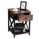 Industrial End Table with Drawer and Storage Shelf, Rustic Brown and Black