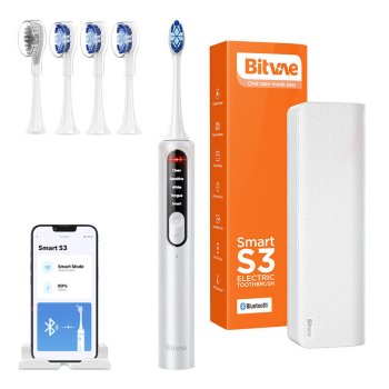 Soniskā zobu birste ar lietotni, uzgaļu komplektu un ceļojuma etui S3 (sudraba krāsā) | Sonic toothbrush with app,...