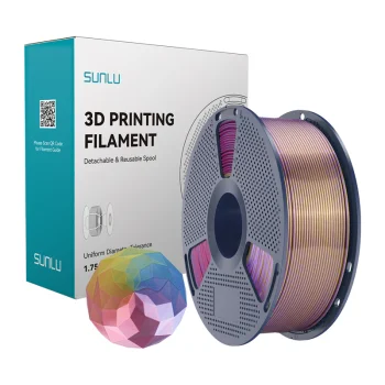 3D printera kvēldiegs Sunlu PLA+ Silk FC BPRG, 4 krāsas (zila-violeta-sarkana-zelta)