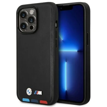 Apple iPhone 14 Pro 6,1" BMW Leather Stamp Tricolor Case Cover (Bmhcp14l22ptdk), Black | Telefona Maciņš Vāks...