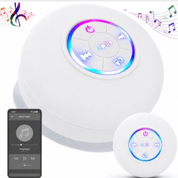 Mini bezvadu Bluetooth skaļrunis ar piesūkcekni, IPX4, balts