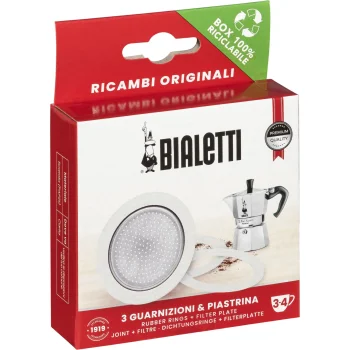Уплотнители и фильтр Bialetti на 3-4 чашки (3 кольца + 1 фильтр)