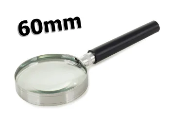 Klasiskā lupa ar metāla ietvaru, 60 mm, sudraba/melna