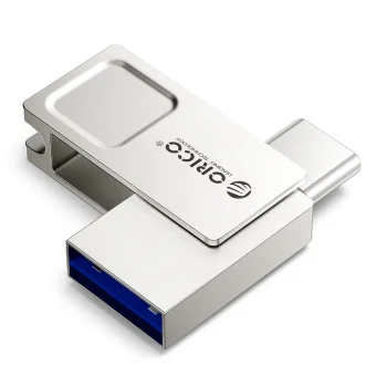 Orico U301 USB zibatmiņa 32 GB USB-A USB-C USB 3.2 Gen 1, sudraba krāsā