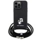 Karl Lagerfeld iPhone 14 Pro Max vāciņš Crossbody Saffiano Metal Pin, melns
