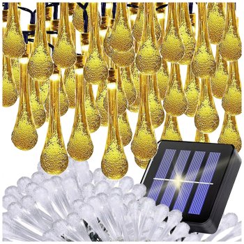 Садовая гирлянда на солнечной батарее 100 LED капли, теплый белый