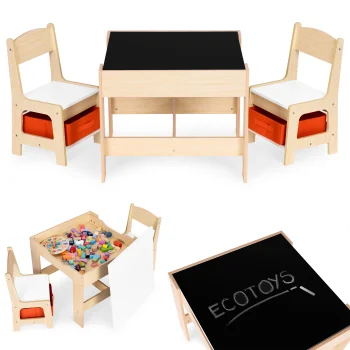 Набор детской мебели Ecotoys ZKC-1C со столом-доской и 2 стульями