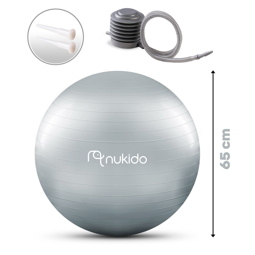 Nukido 65 cm Gray Pregnancy Exercise Ball NS-951 - Perfect for Aerobics & Fitness (3)