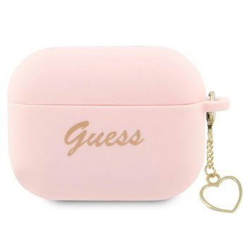 Чехол Guess для AirPods Pro 2 Silicone Charm Heart Розовый