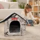 Collapsible Pet House Bed for Dogs and Cats L, Beige
