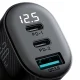 Joyroom JR-CCD04 30W automašīnas lādētājs ar 3 portiem un displeju, melns