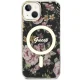 Guess iPhone 14 vāciņš Flower MagSafe, melns