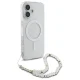 Guess iPhone 16 Plus Case IML Glitter With Pearl Strap MagSafe, Clear
