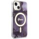 Guess iPhone 14 Case Golden Marble MagSafe, Purple