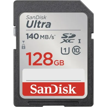 SanDisk 128GB Ultra SDXC atmiņas karte 140MB/s UHS-I Class 10, melna