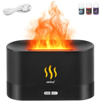 Aromātu difuzors un gaisa mitrinātājs Zortiva, 180 ml, RGB LED liesmas efekts, melns