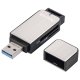 Hama 123900 USB 3.0 karšu lasītājs SD/microSD, melns/sudraba