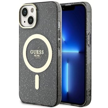 Guess iPhone 14 Plus Case Glitter Gold MagSafe, Black