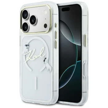 Чехол Karl Lagerfeld IML Choupettes для iPhone 17 Pro MagSafe прозрачный