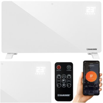Elektriskais stikla sildītājs Kaminer Zelva 26573 ar WiFi, 2500W, balts