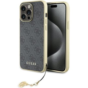 Guess iPhone 15 Pro Max vāciņš 4G Charm, pelēks
