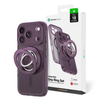 Чехол AmazingThing Titan Pro Lens Ring Set для iPhone 18 Pro Max с MagSafe, фиолетовый