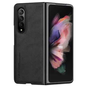 Samsung Galaxy Z Fold 3 5G (SM-F926B/DS) X-LEVEL Bojue-3 Anti-Scratch Leather+TPU+PC Phone Cover Cover, Black |...