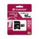 Transcend microSDHC 16 GB Class 10 atmiņas karte ar SD adapteri