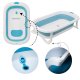 Nicekids Folding Baby Bathtub with Cushion, Blue/White