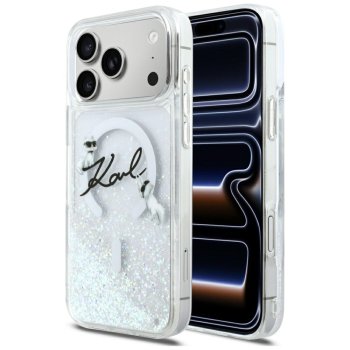 Karl Lagerfeld Liquid Glitter Karl Script Logo MagSafe чехол для iPhone 17 Pro Max – прозрачный