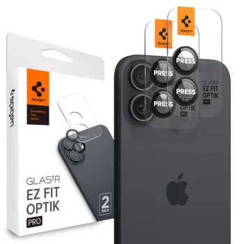 Закаленное стекло для Spigen Glass tR EZ Fit Optik Pro камеры iPhone 16 Plus (2 шт.) -...
