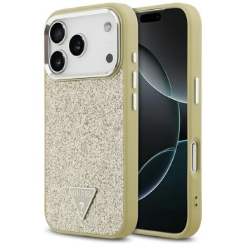 Guess Glitter Trīsstūra Logotipa MagSafe Maciņš iPhone 17 Pro – Zelts | Phone Case Cover