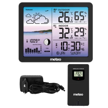 Meteo SP107 bezvadu meteoroloģiskā stacija, melna