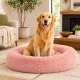 Soft Plush Round Pet Bed for Dogs and Cats, Grey, 100 cm