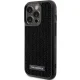 Karl Lagerfeld iPhone 15 Pro Max vāciņš Rhinestone Logo Metal Plate, melns