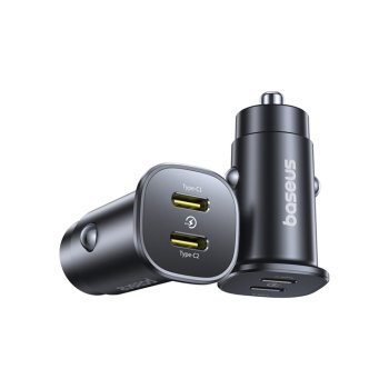 Baseus GoTrip 2 x USB‑C 30W auto lādētājs – melns | Phone Car Charger