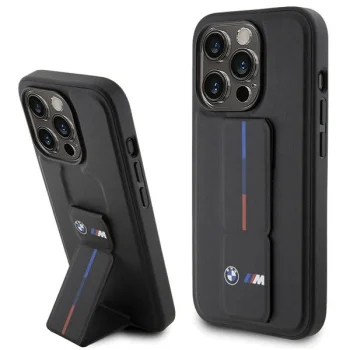 Чехол BMW для iPhone 15 Pro Max Grip Stand Hot Stamp, черный
