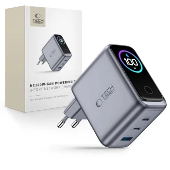 Сетевое зарядное устройство Tech-Protect PowerVision NC100W-GaN 3x USB PD 100W...