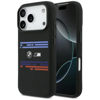 BMW M Silicon Horizontal Line MagSafe vāciņš iPhone 17 Pro, melns